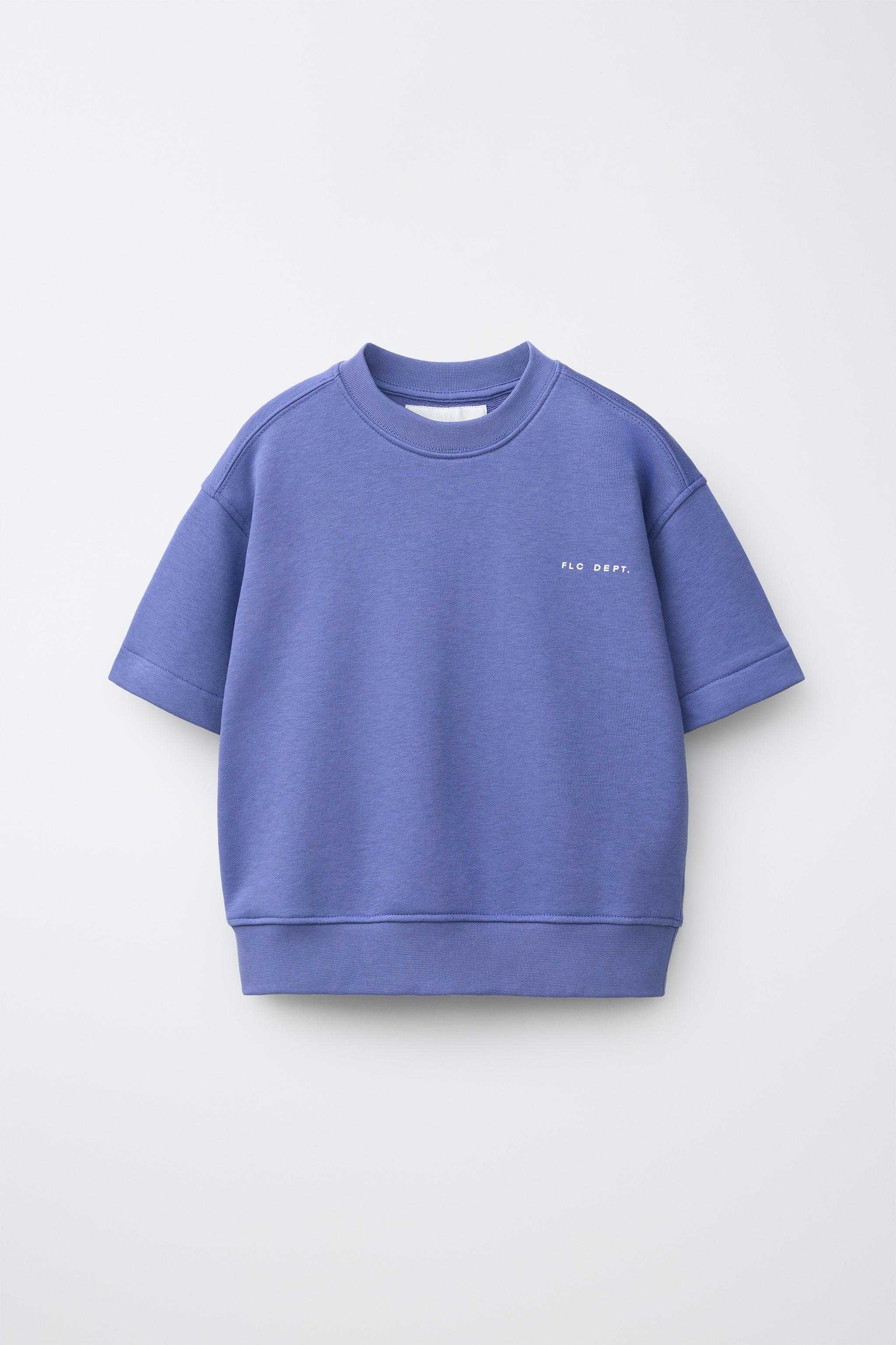 SHORT SLEEVE TEXT SWEATSHIRT
